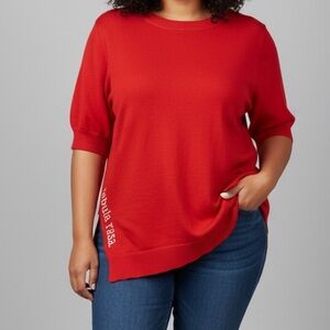 😍SHOW SPECIAL - TABULA RASA Red Short Sleeve Sweater XXL